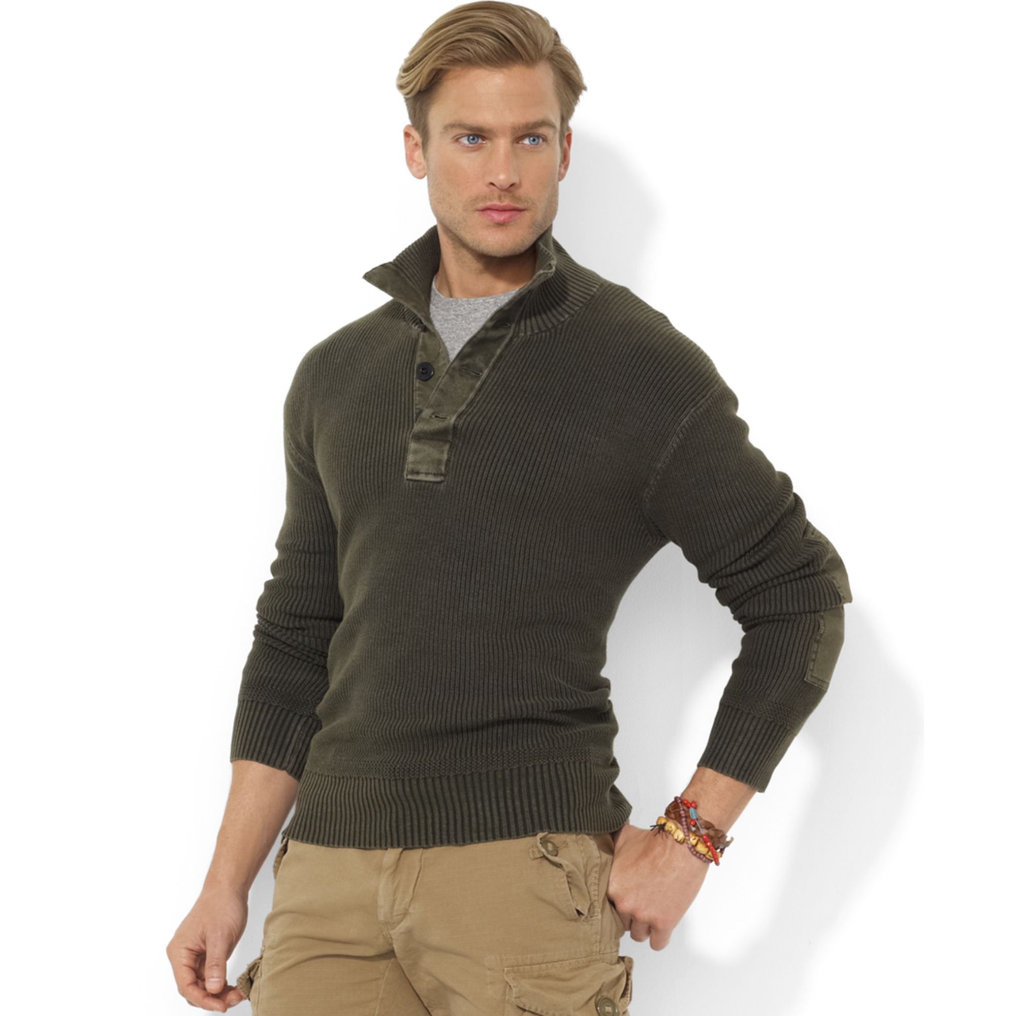 mens cotton mock neck sweater