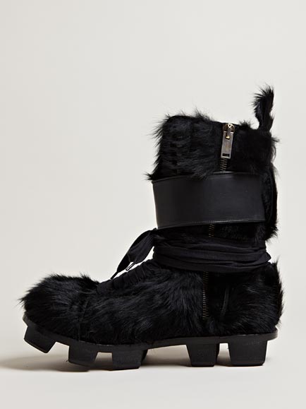 Lyst - Rick Owens Mens Furry Pony Skin Plinth Boots in Black for Men