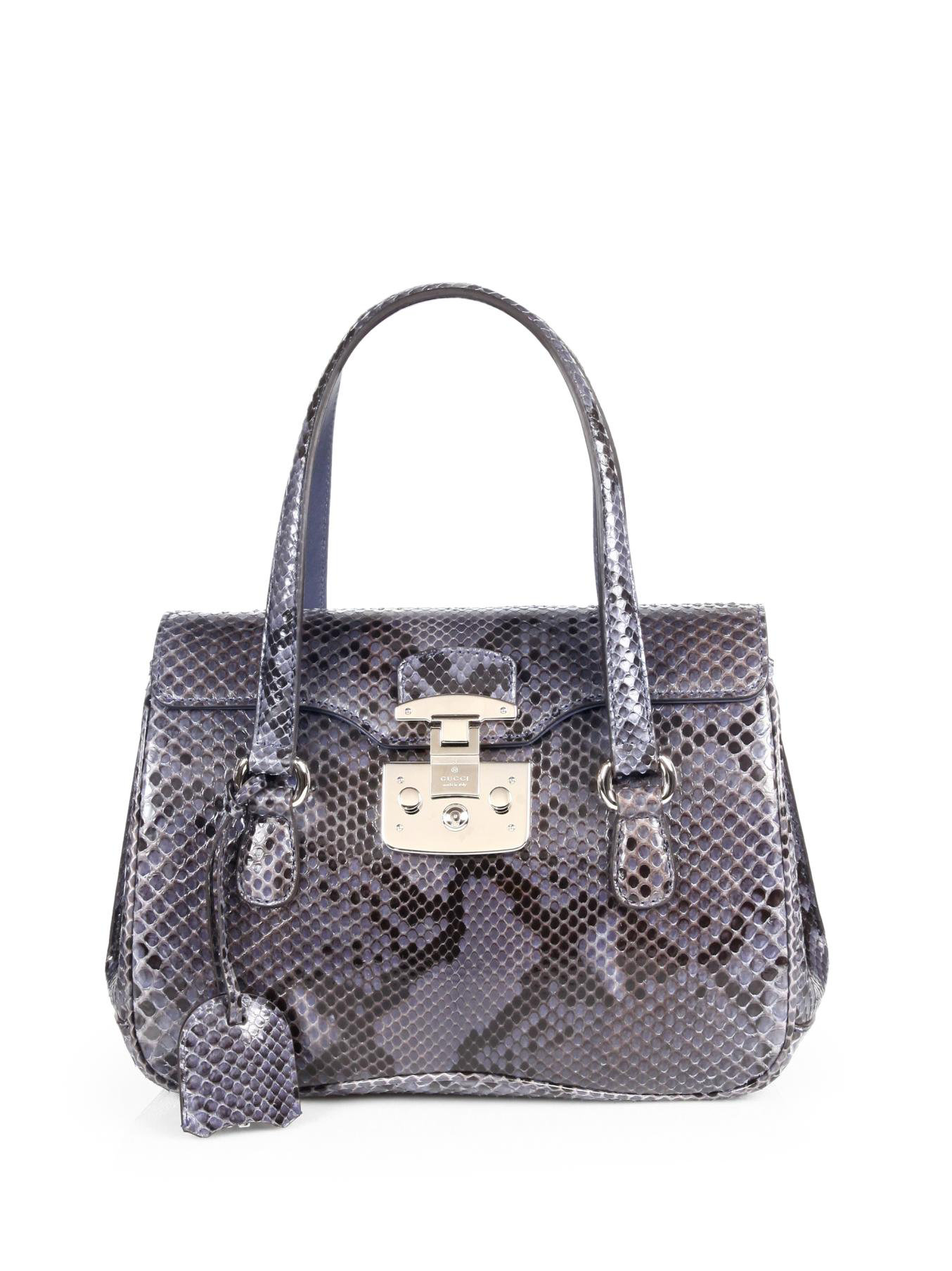 Gucci Lady Lock Python Tophandle Bag in Blue | Lyst