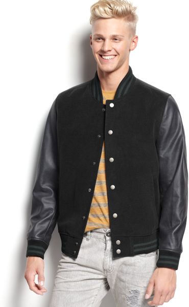 American Rag Wool Varsity Jacket in Black for Men (Black Sea) | Lyst