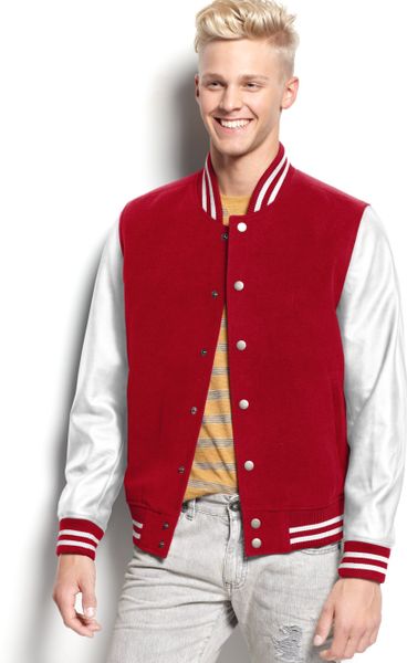 American Rag Wool Varsity Jacket in Red for Men (Worn Red) | Lyst