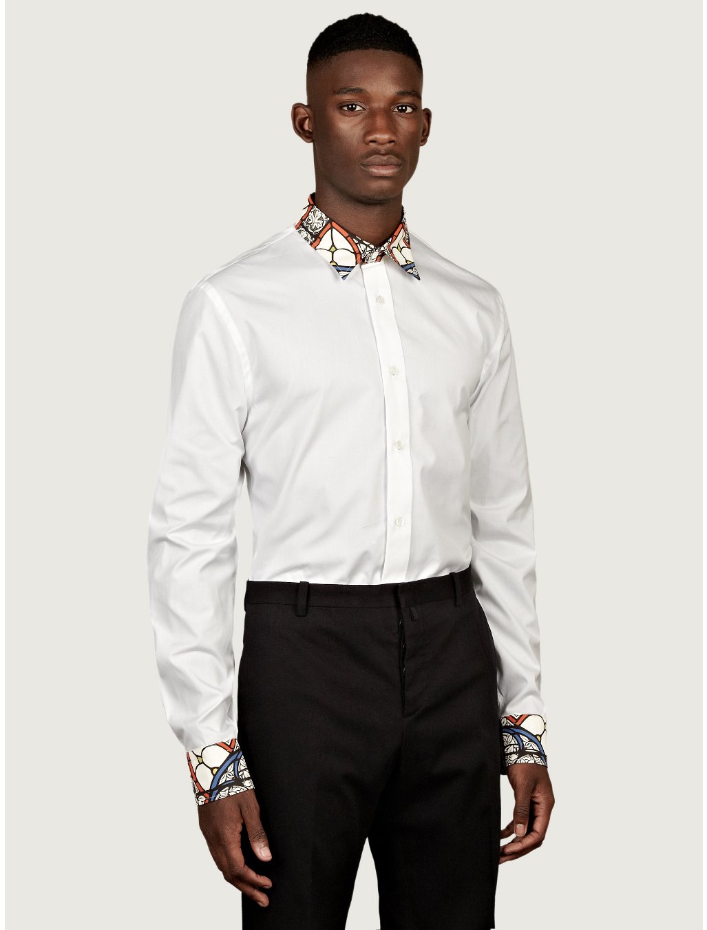 Alexander Mcqueen Mens Stained Glass Collar and Cuff Shirt in White for ...