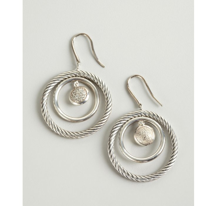 Lyst David Yurman Diamond And Sterling Silver Cable Mobile Gallery