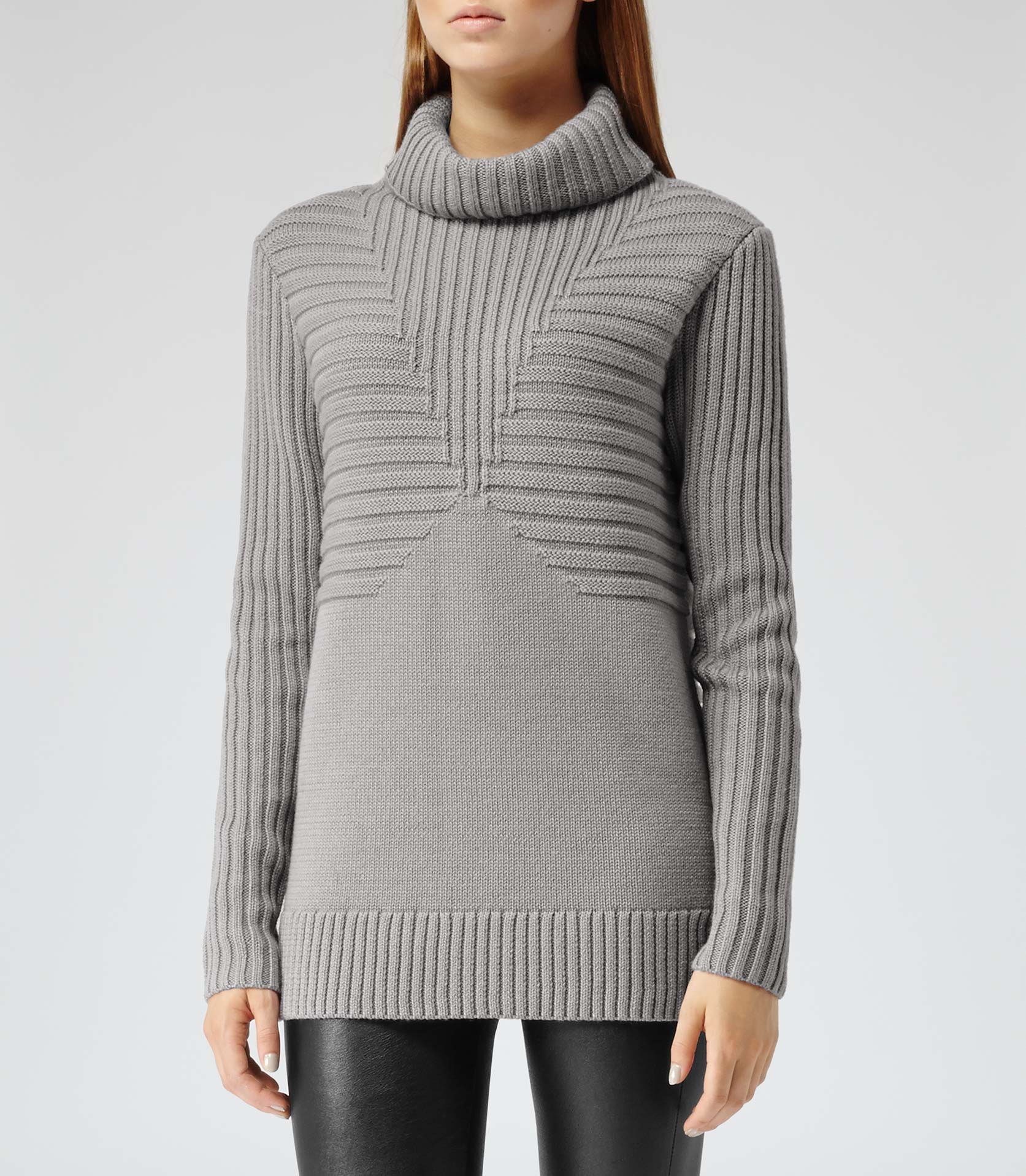 Lyst - Reiss Milford Chunky Roll Neck Jumper in Gray