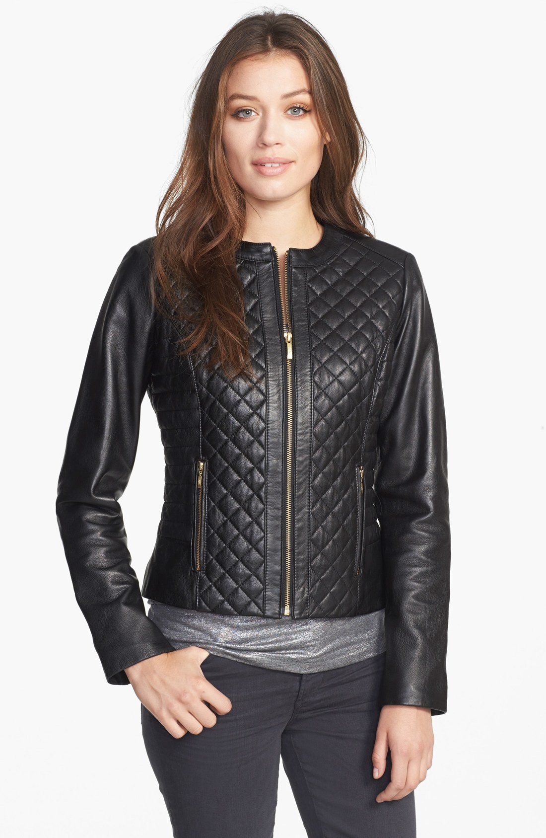 Cole Haan Diamond Quilted Jacket Lyst Leather With Cole Haan Quilted Faux Leather Jacket Cairoamani Com