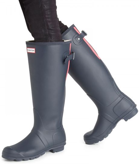 Hunter Original Adjustable Back Wellington Boots in Blue (navy) | Lyst