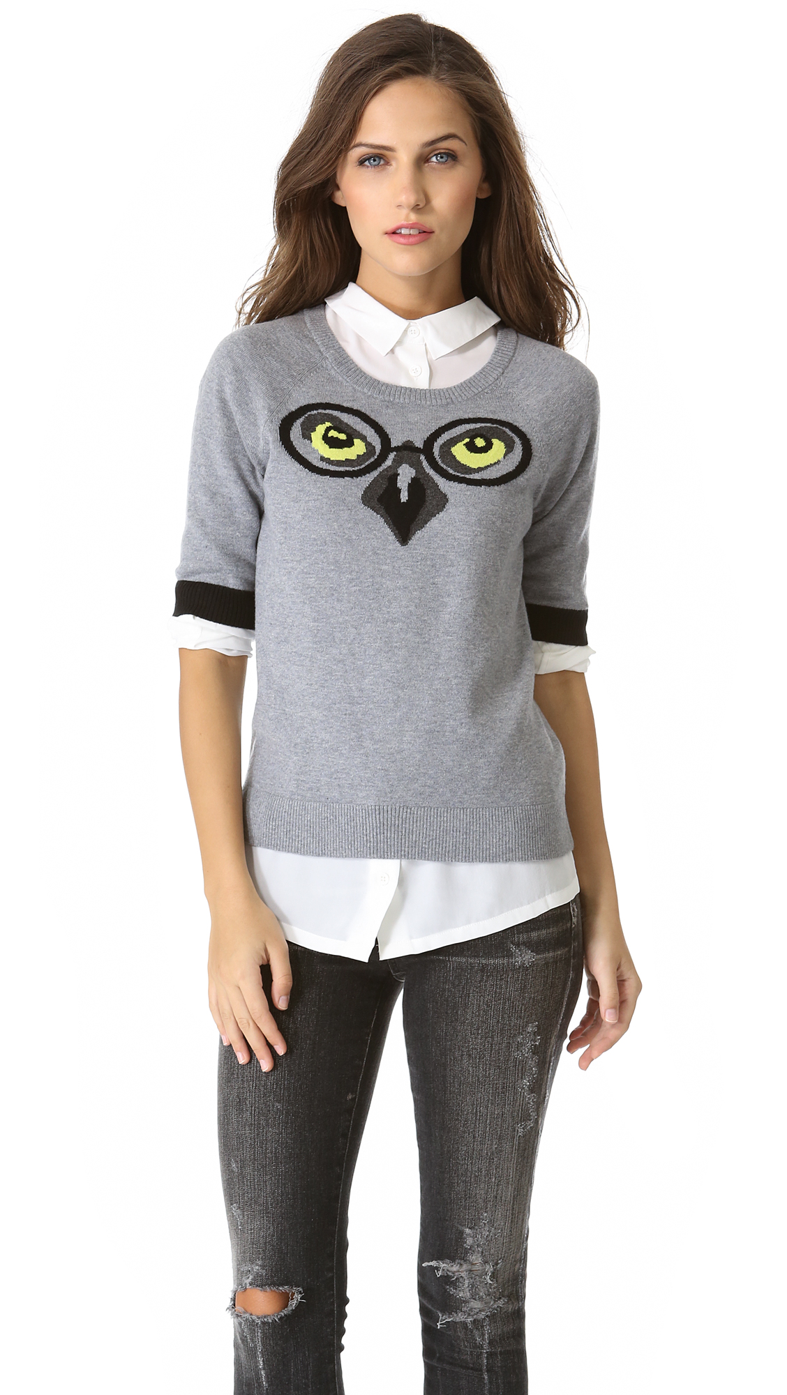 Milly Winston Intarsia Owl Sweater | Lyst