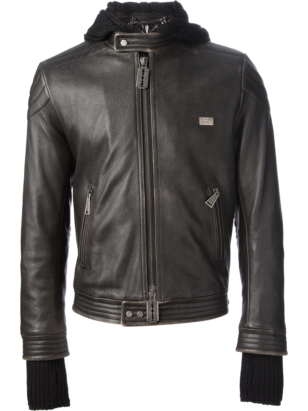 Philipp plein Stud Skull Leather Jacket in Black for Men | Lyst