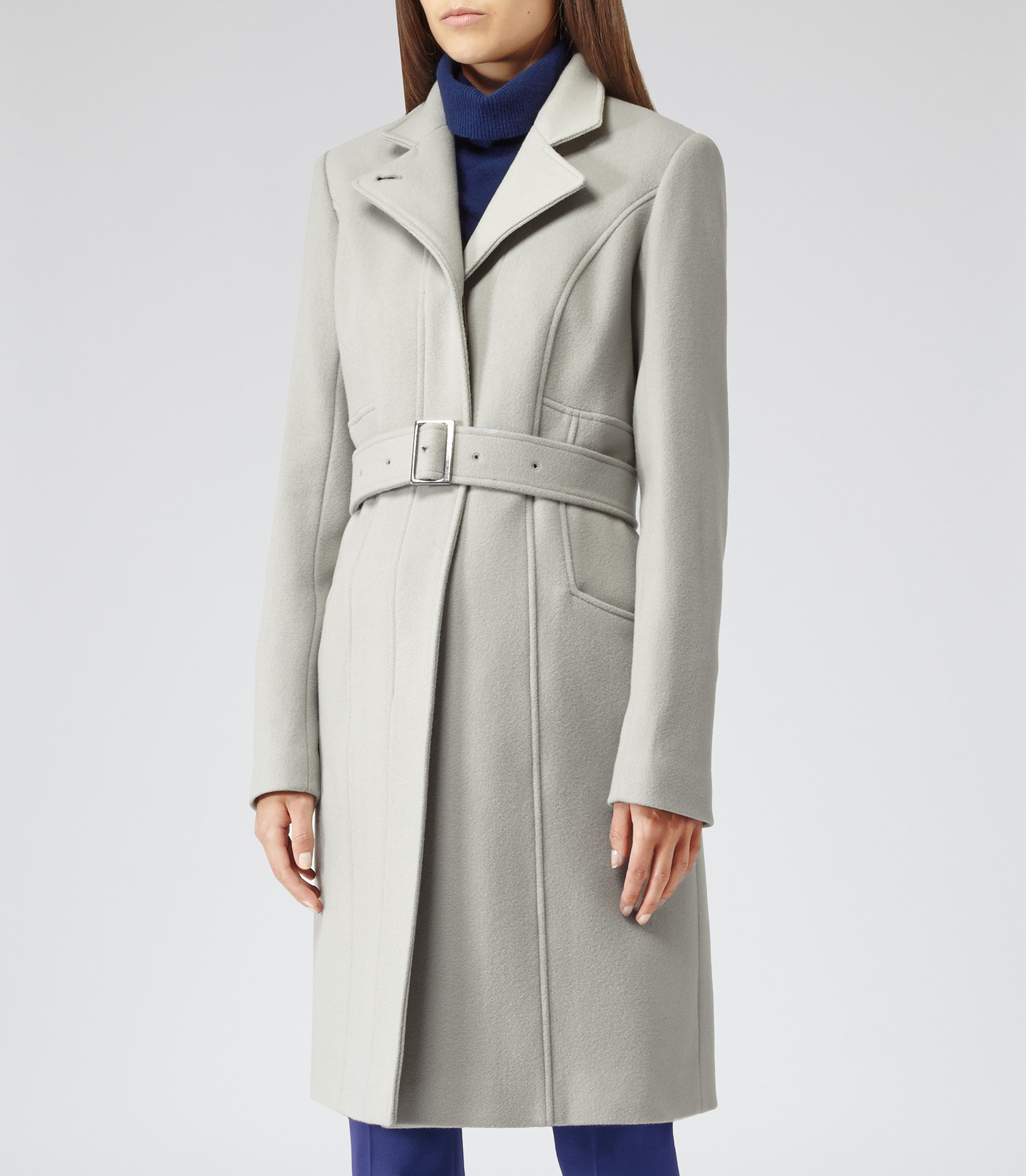 Lyst - Reiss Tropez Belted Wool Coat in White