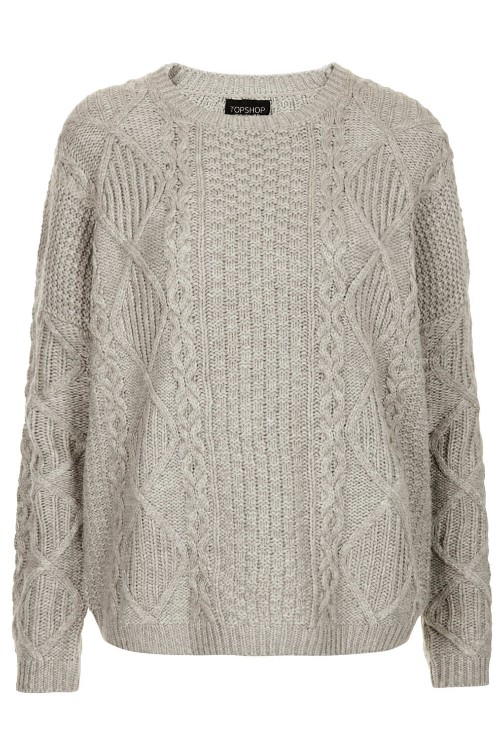 Lyst - Topshop Knitted Angora Cable Jumper in Gray