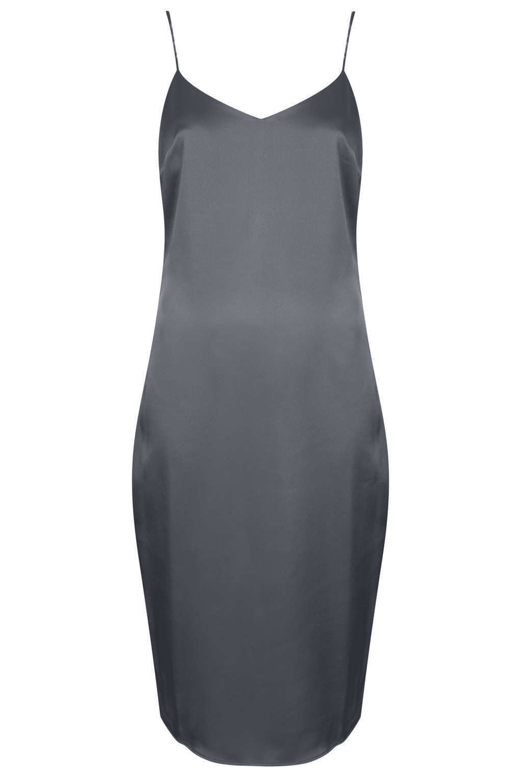 Topshop Satin Midi Slip Dress in Gray (Grey) | Lyst