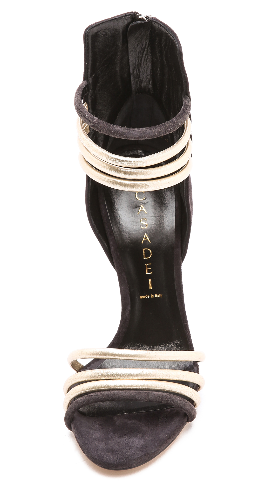 Lyst - Casadei Suede Multi Strap Sandals in Black