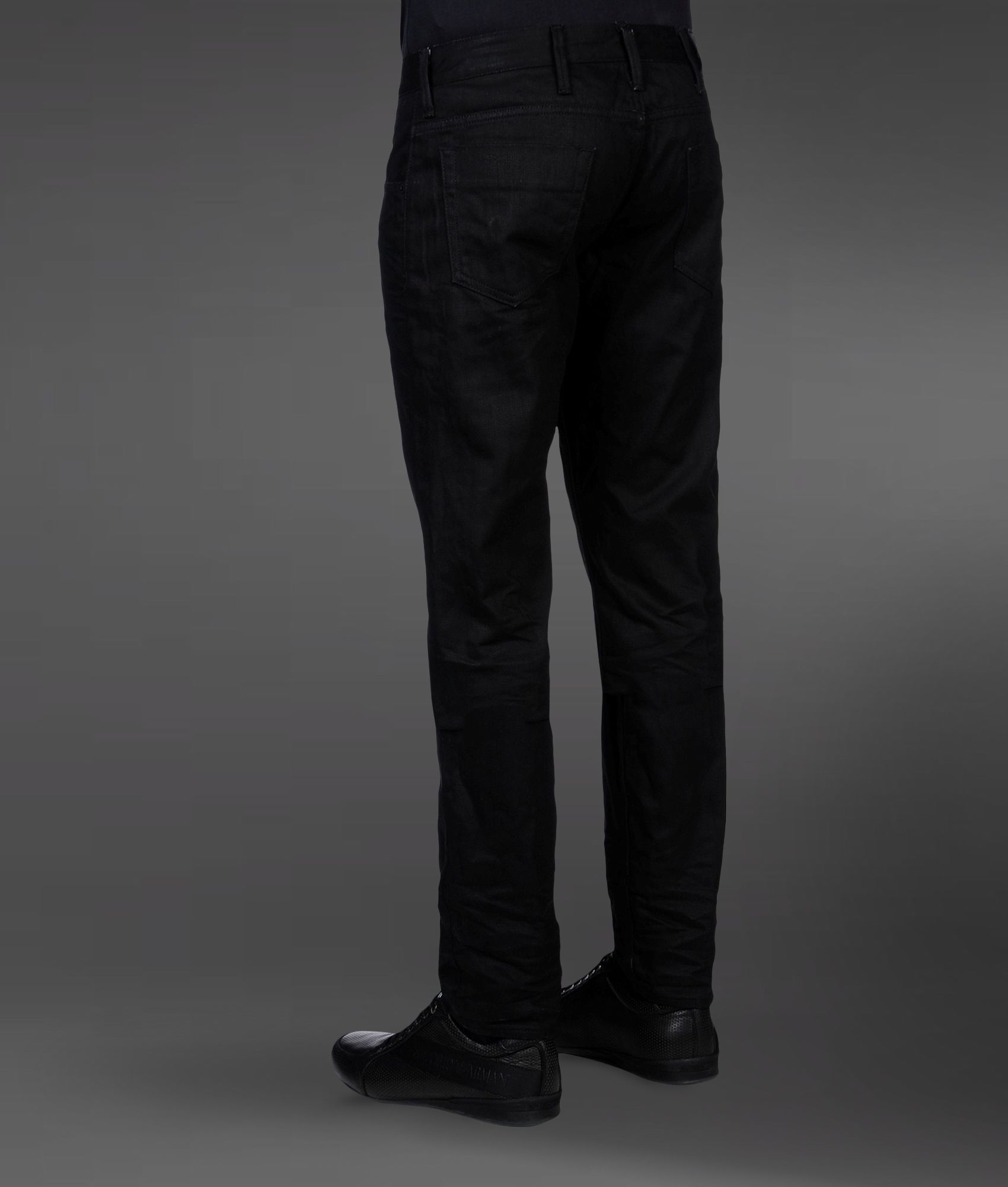 Lyst Emporio Armani Slim Fit Black Denim Jeans in Black for Men