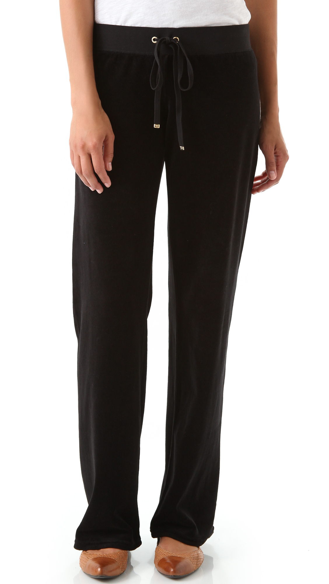 Juicy couture Velour Original Leg Drawstring Pants in Black | Lyst