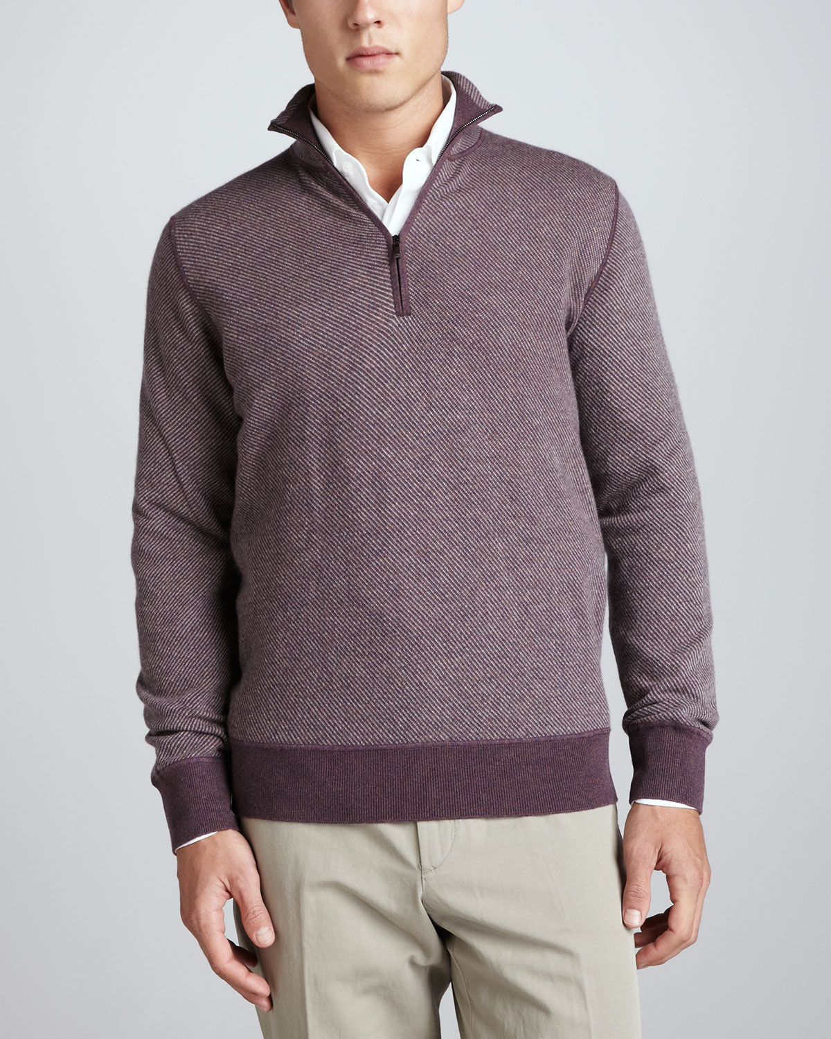 Loro piana Roadster Half-zip Cashmere Sweater in Purple for Men | Lyst