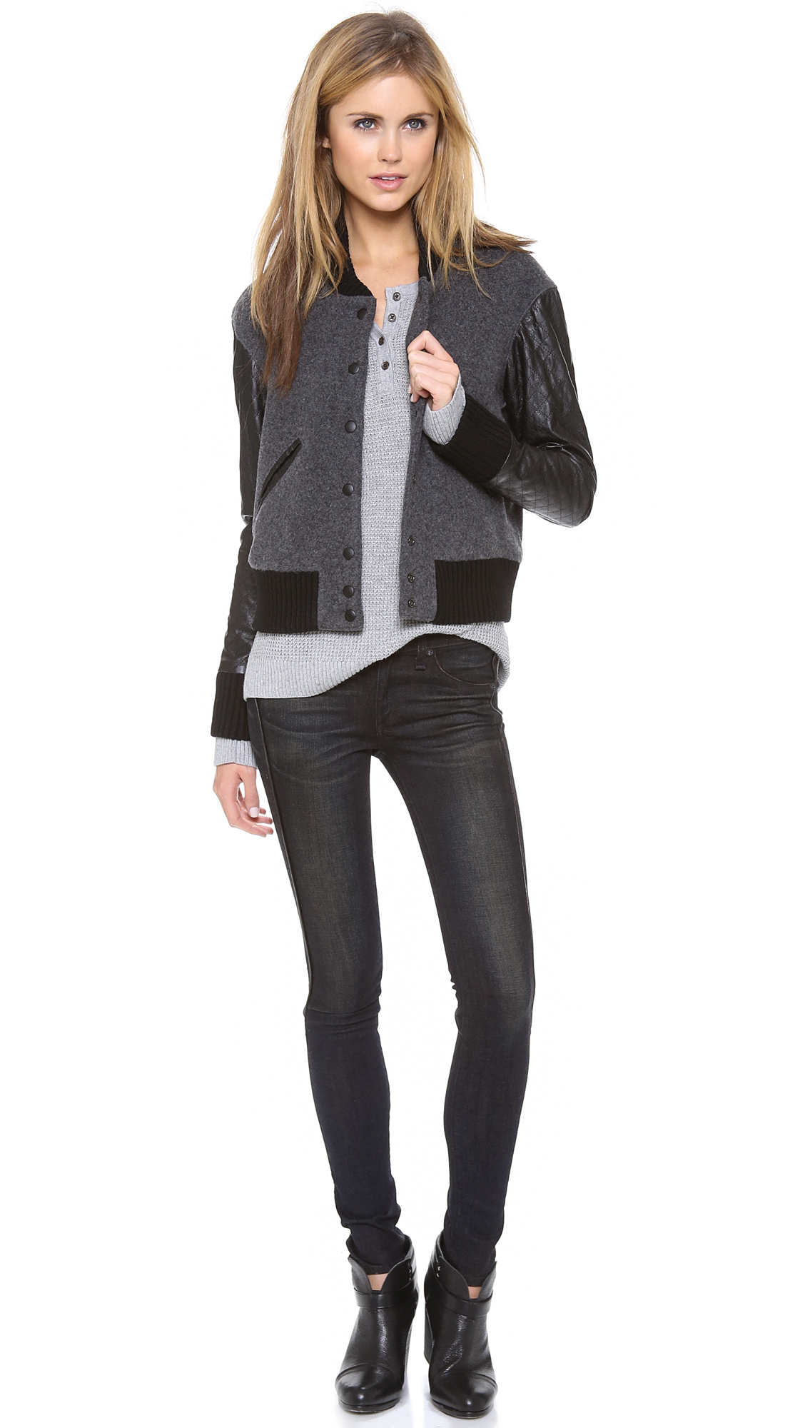 Lyst Smythe Varsity Bomber Jacket in Gray