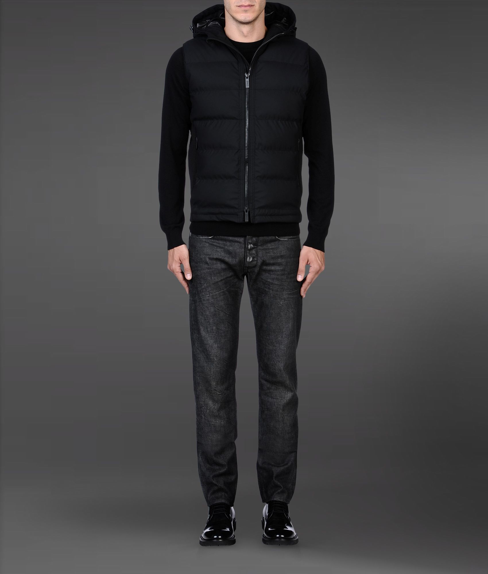 Armani Padded Vest in Black for Men | Lyst