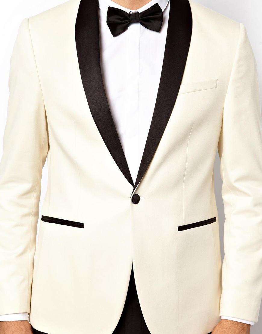 Asos Slim Tuxedo Jacket in White for Men Lyst