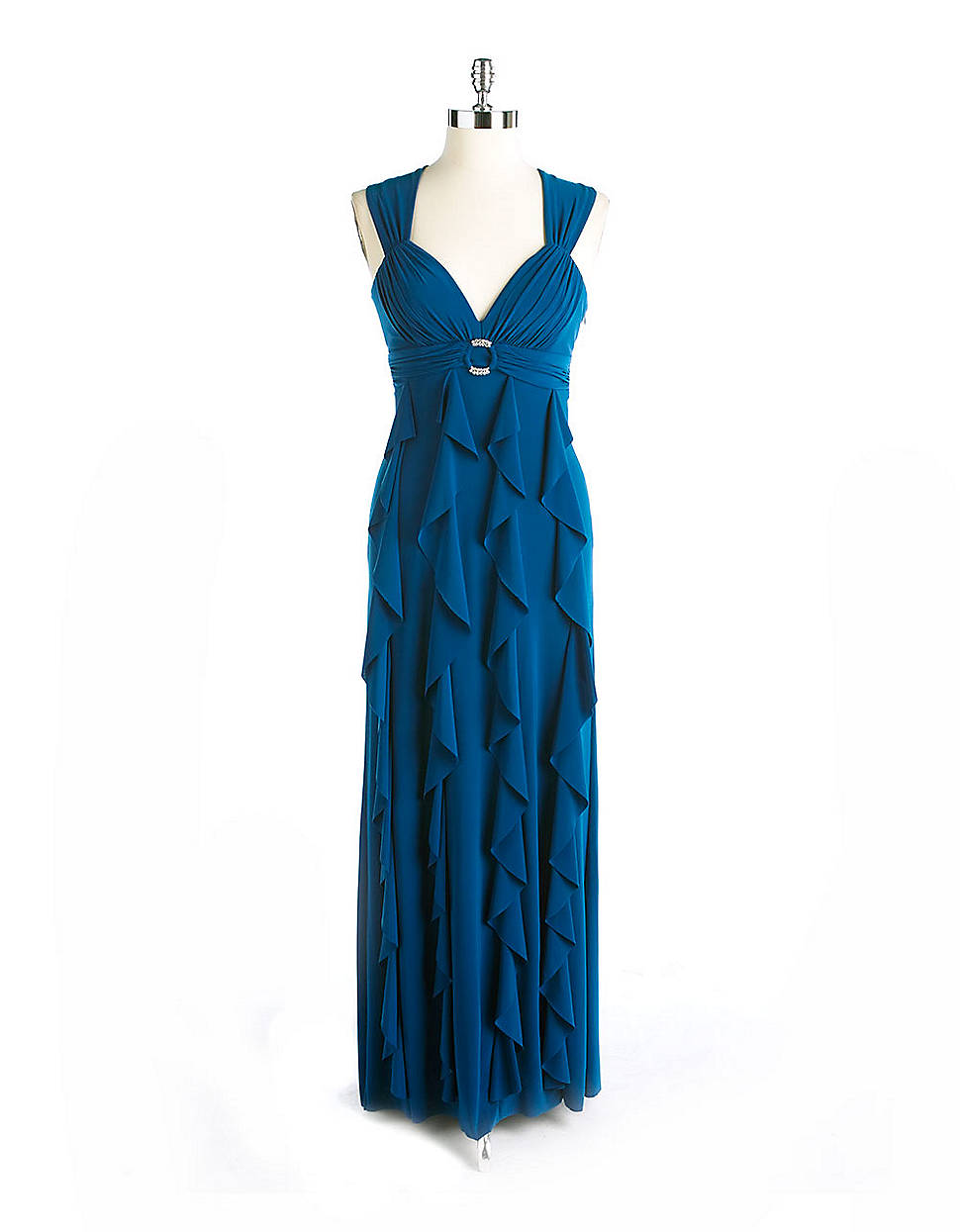betsy and adam ruffle back gown