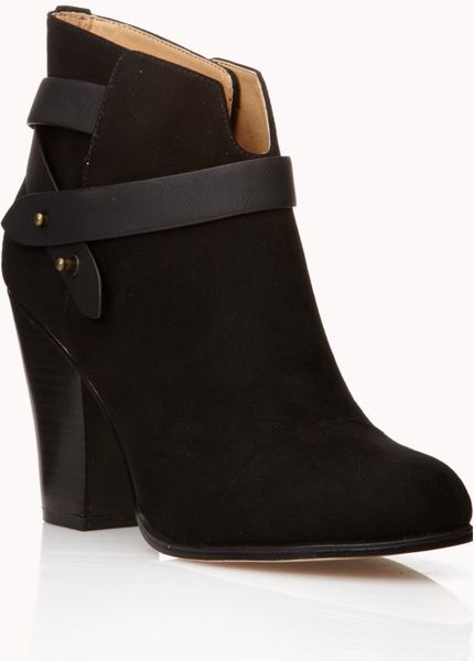 Forever 21 Sleek Faux Suede Booties in Black (Black/gold) | Lyst