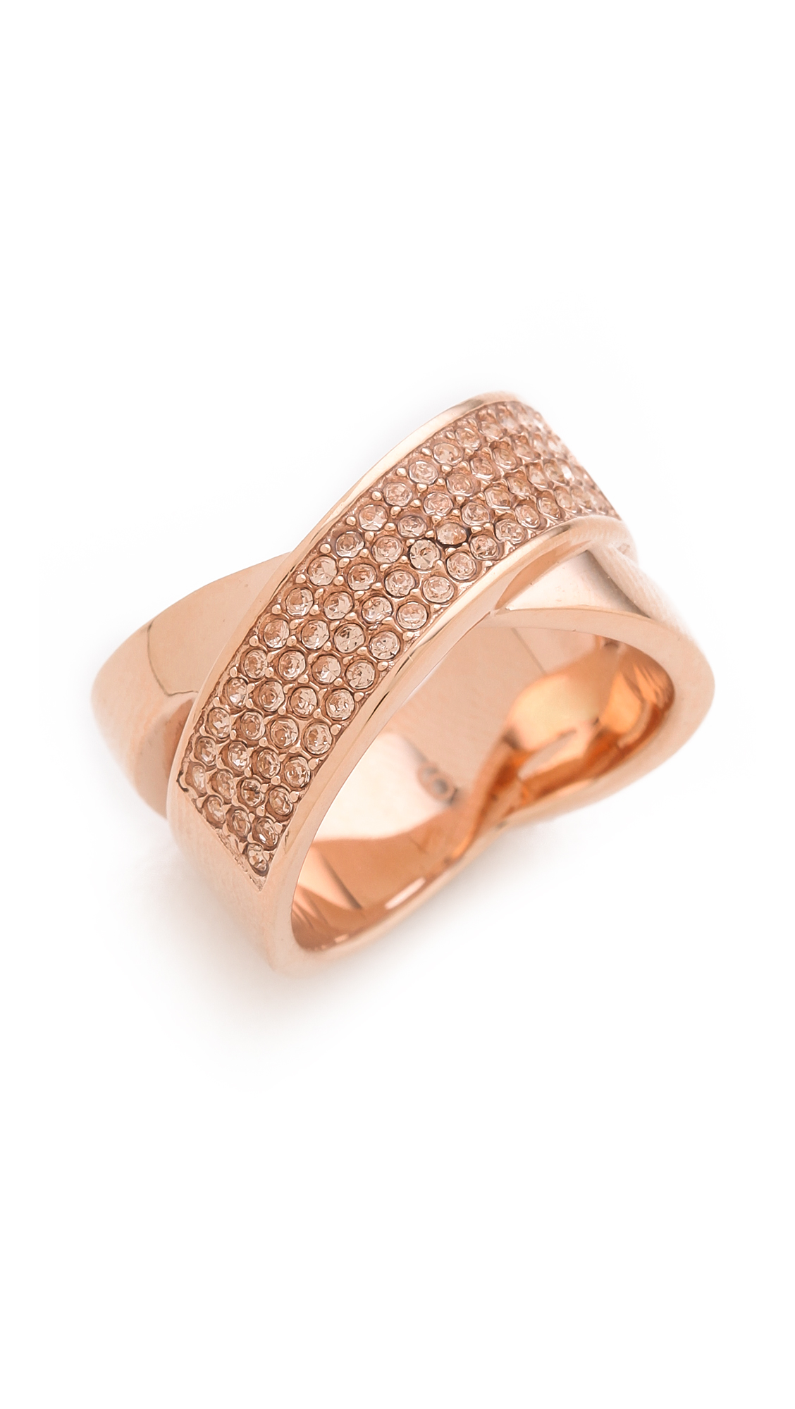 Michael Kors Pave Crisscross Ring in Gold (Rose Gold) | Lyst