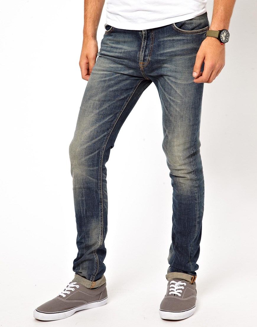 Lyst - Nudie Jeans Jeans High Kai Skinny Fit Grey Stone Wash in Blue ...