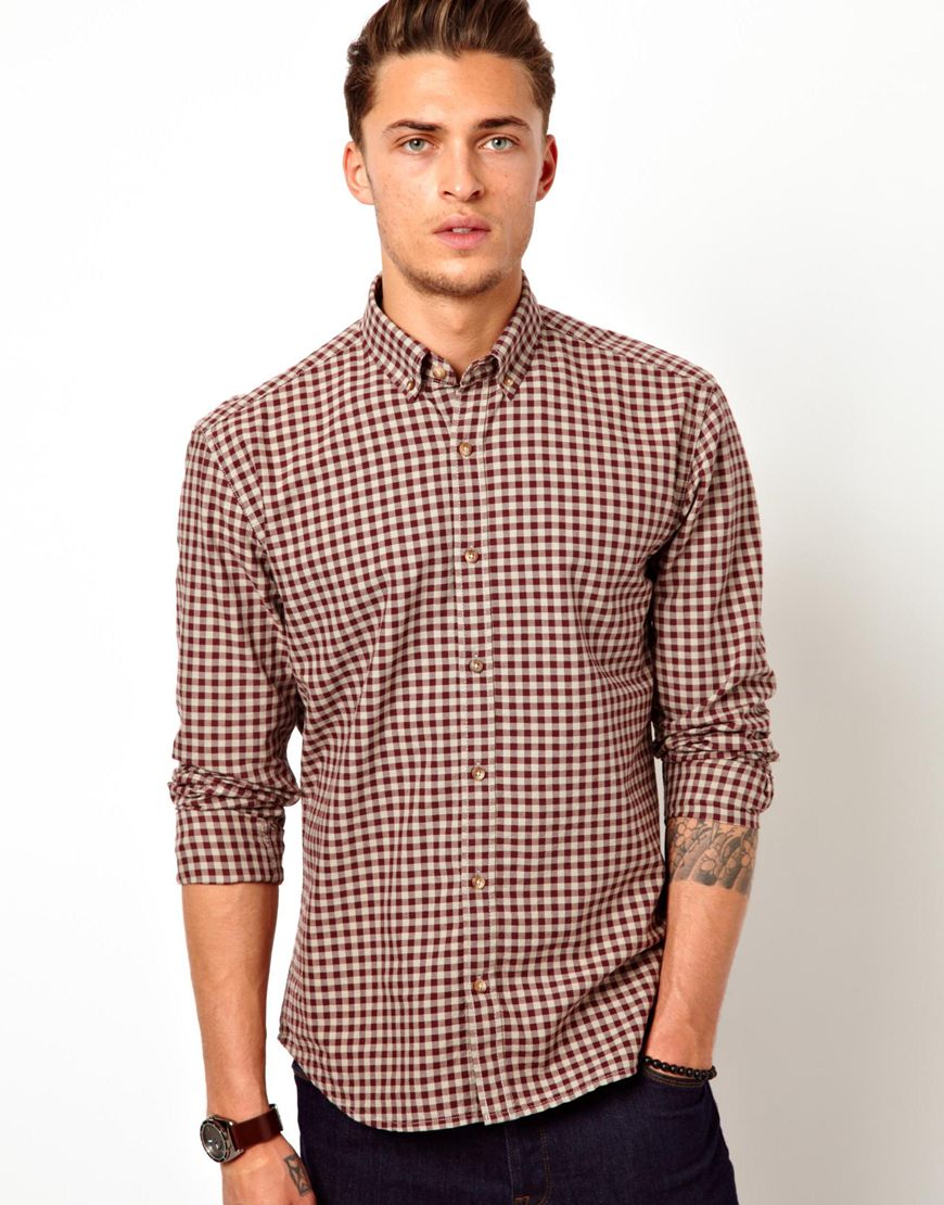 Lyst - Asos Selected Gingham Shirt in Purple for Men