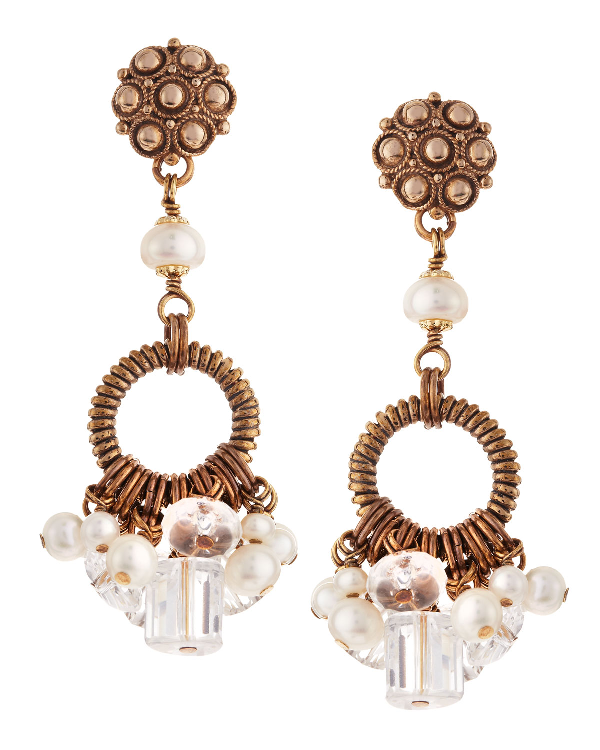 Stephen dweck Pearl Rock Crystal Dangling Earrings in White (pearl) | Lyst