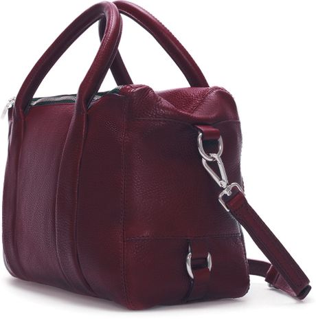 Zara Leather Bowling Bag in Purple (Burgundy) | Lyst