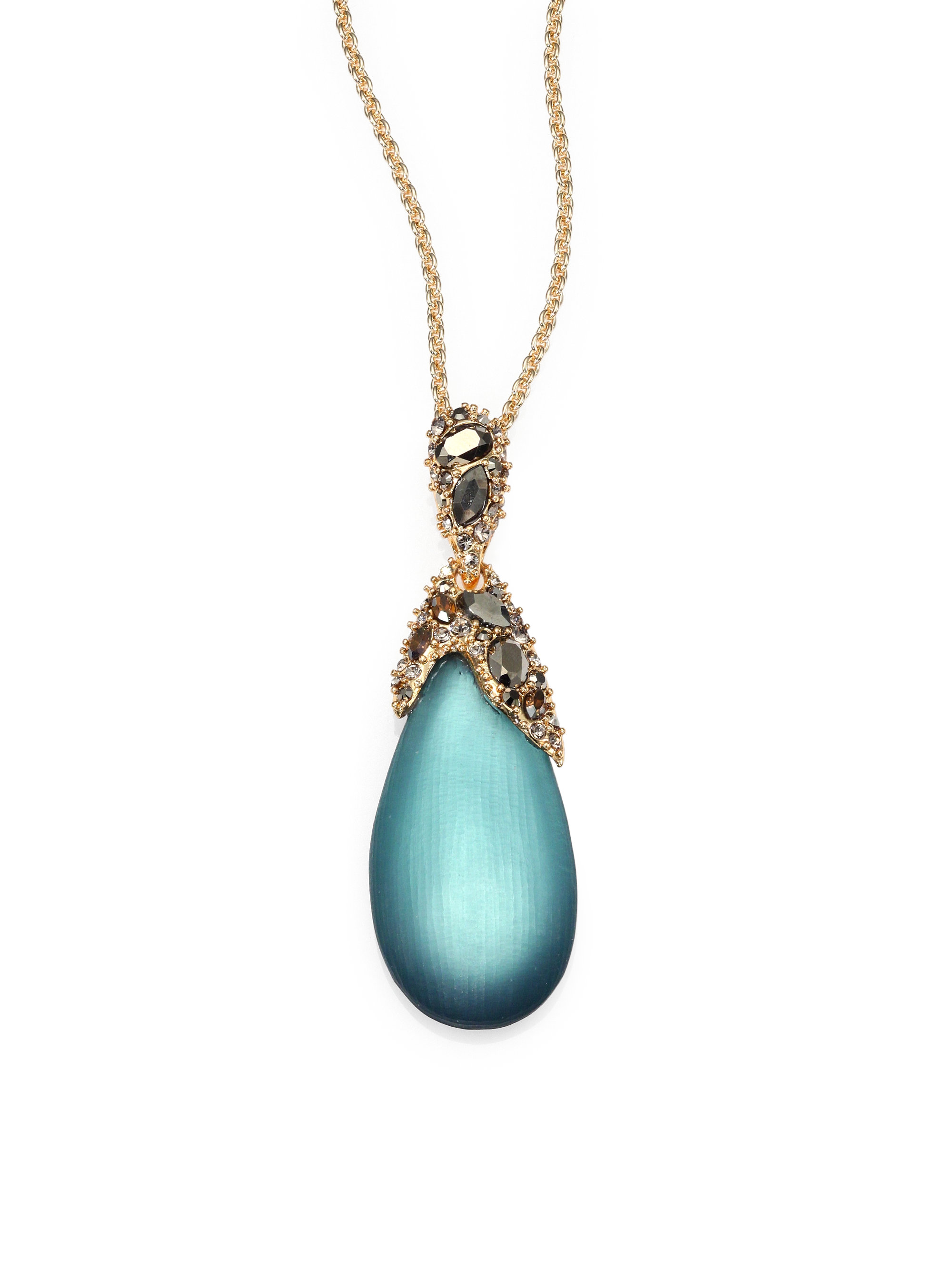 Alexis Bittar Lucite Crystal Pendant Necklace in Blue (TEAL GREEN) | Lyst