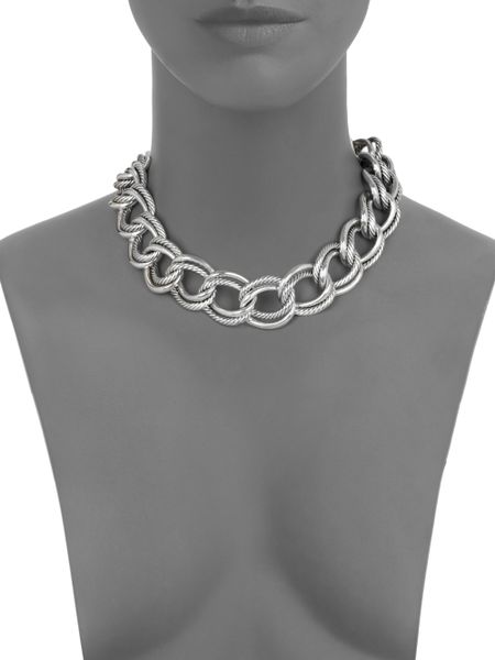 David Yurman Sterling Silver Interlocking Link Chain Necklace in Silver ...