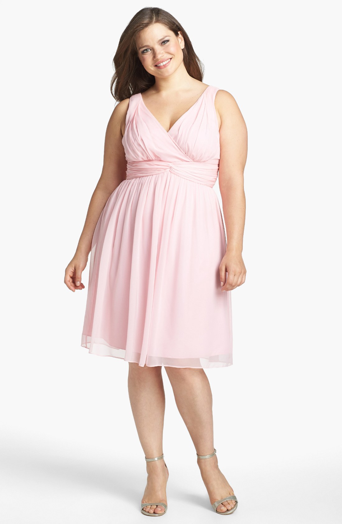 Donna Morgan Jessie Twist Silk Chiffon Dress in Pink (Blush) | Lyst