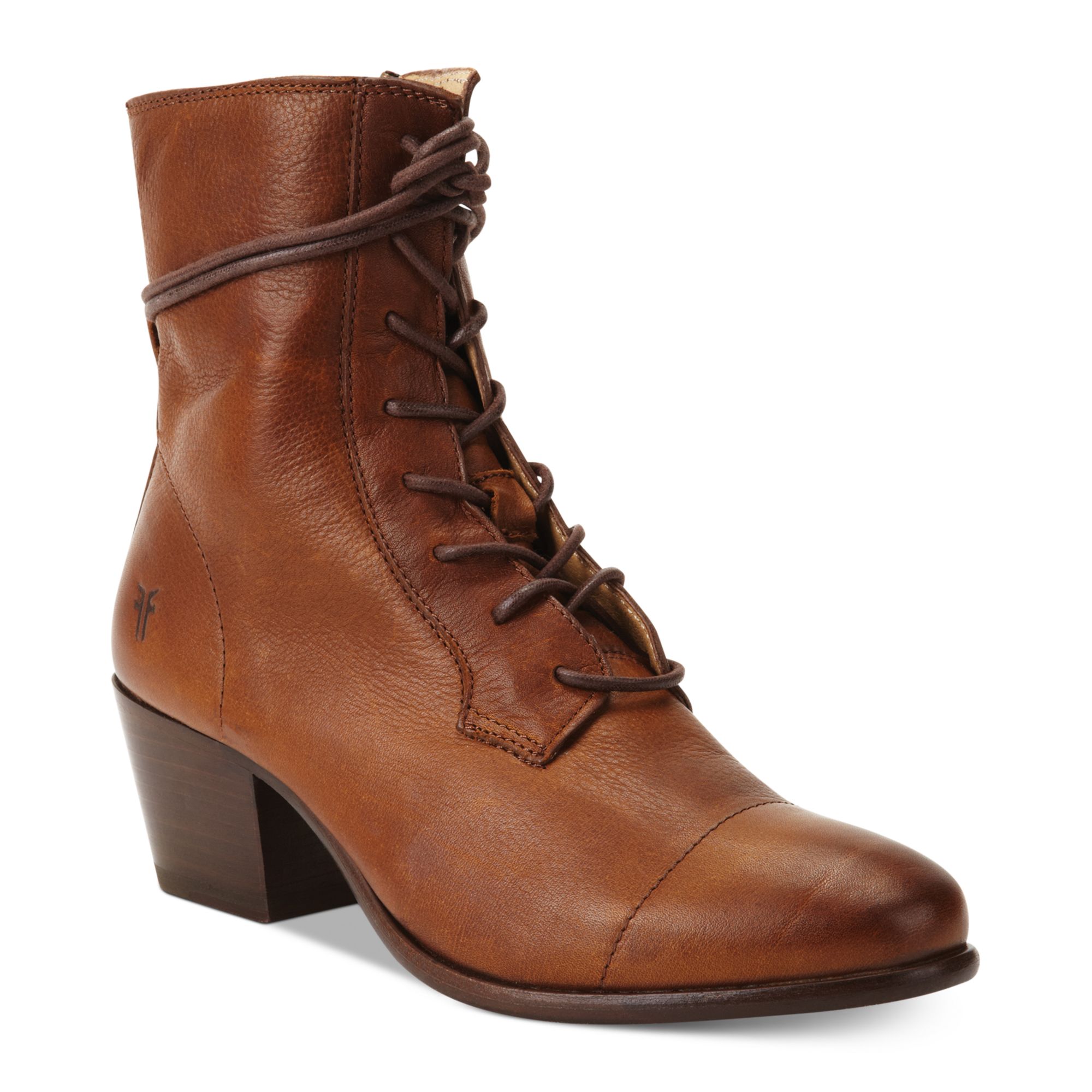 Frye Women'S Courtney Lace Up Booties in Brown (Cognac) | Lyst