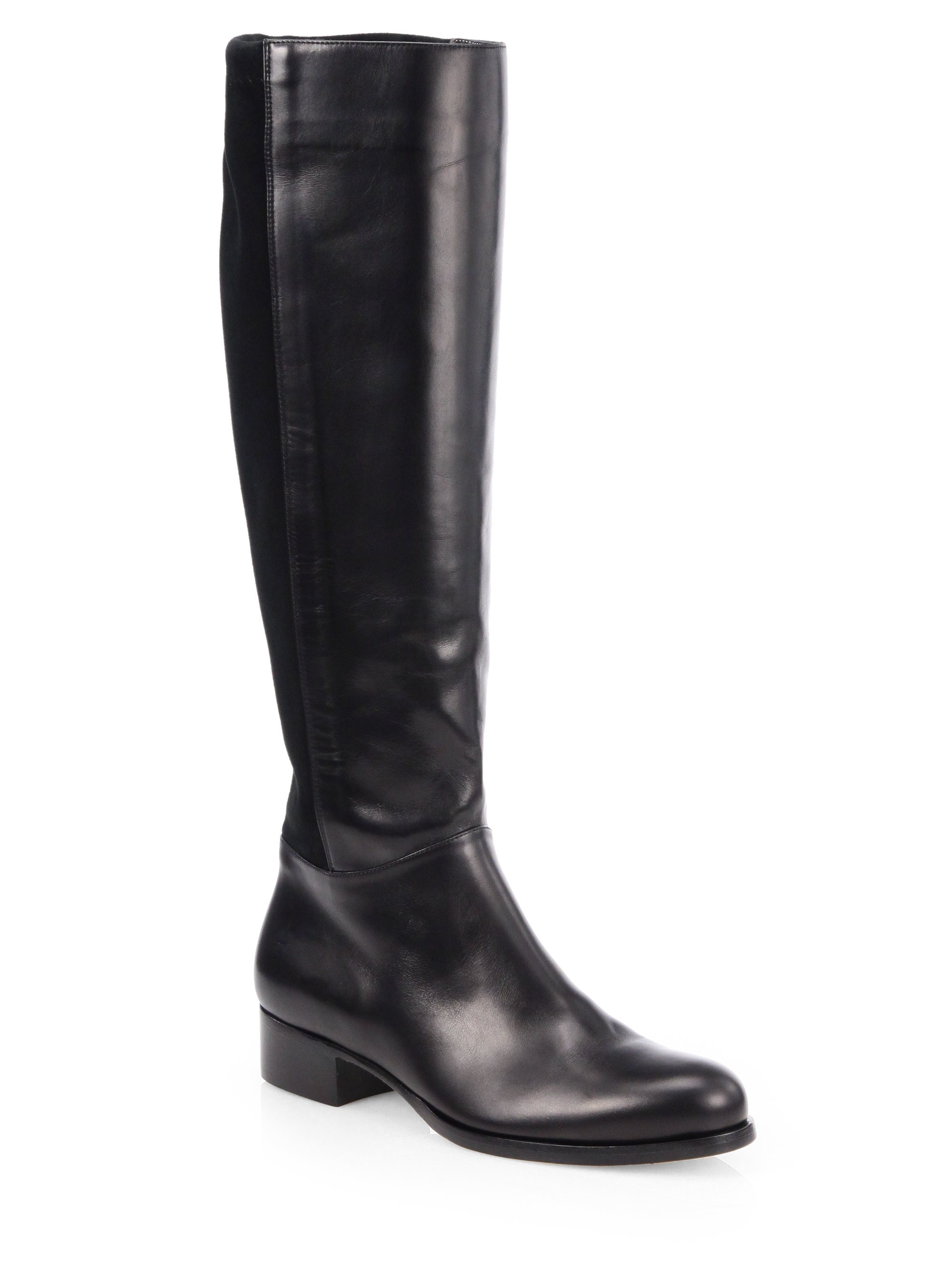Lyst - Jimmy Choo 50/50 Stretch Leather & Suede Knee-High Boots in Black