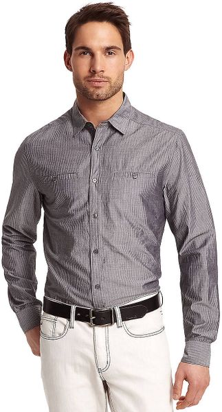 Kenneth Cole Pinstripe Dress Shirt in Gray for Men (grey) | Lyst