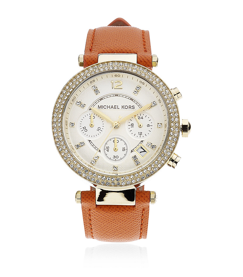 Michael Kors Parker Chronograph Glitz Watch in Gold | Lyst