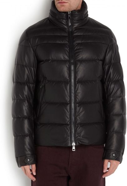 Moncler Gaberic Quilted Leather Jacket in Black for Men | Lyst