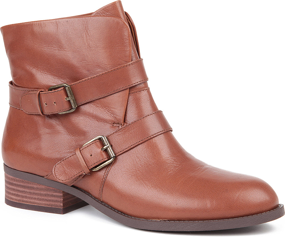 Nine West Pippy Leather Ankle Boots in Brown (Tan) | Lyst