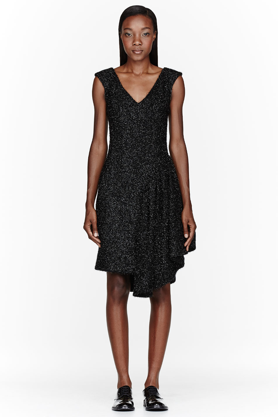 Simone rocha Black Asymmetric Tinsel Dress in Black Lyst