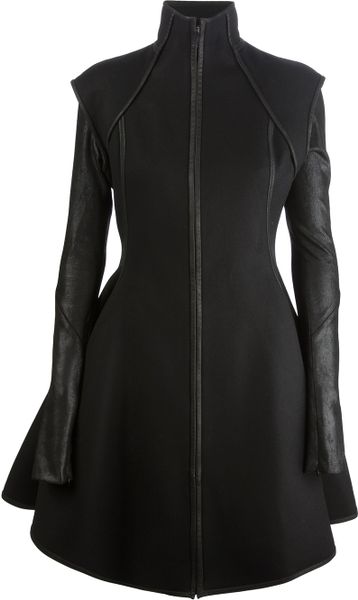 Gareth Pugh Leather Trim Dress in Black | Lyst