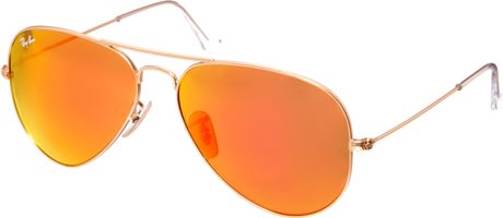 Asos Rayban Orange Mirror Aviator Sunglasses in Gold | Lyst