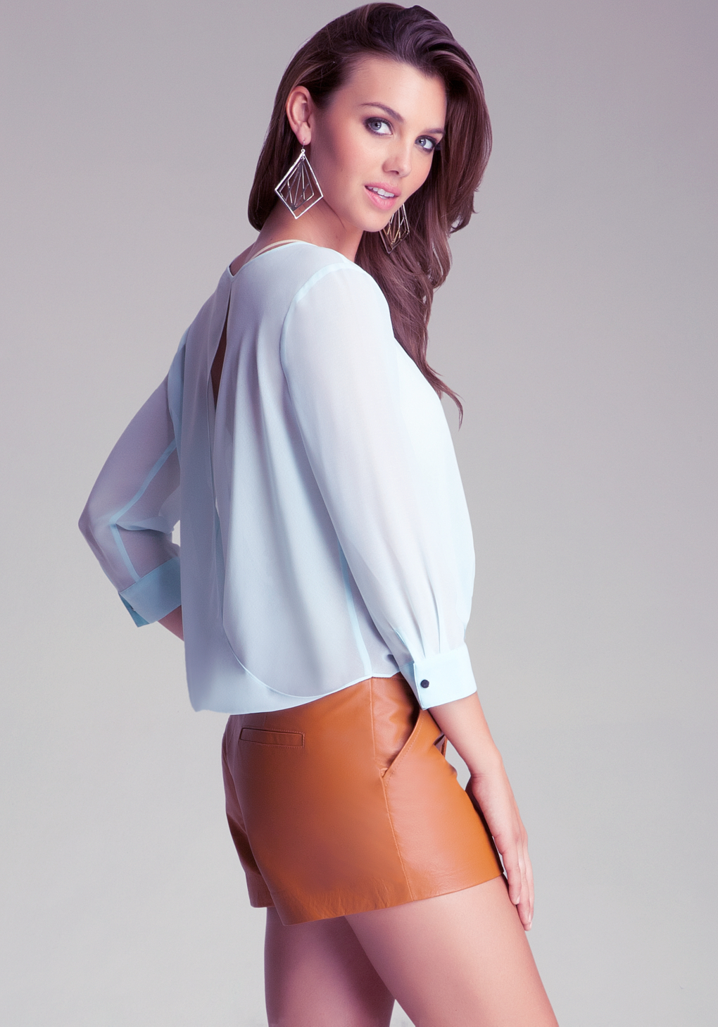 blue sheer button up