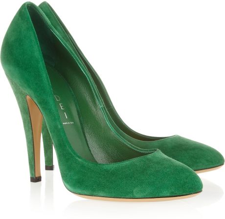 Casadei Suede Pumps in Green | Lyst