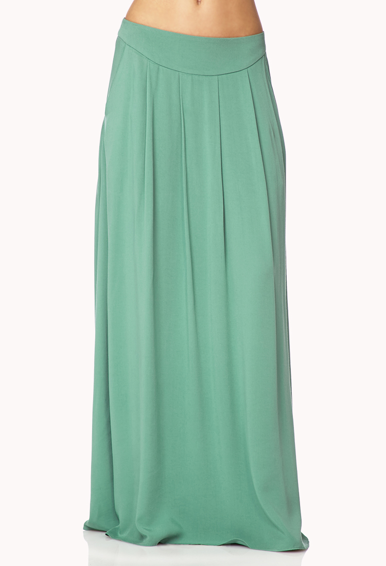 Lyst Forever 21 Pleated Maxi Skirt In Green 8126