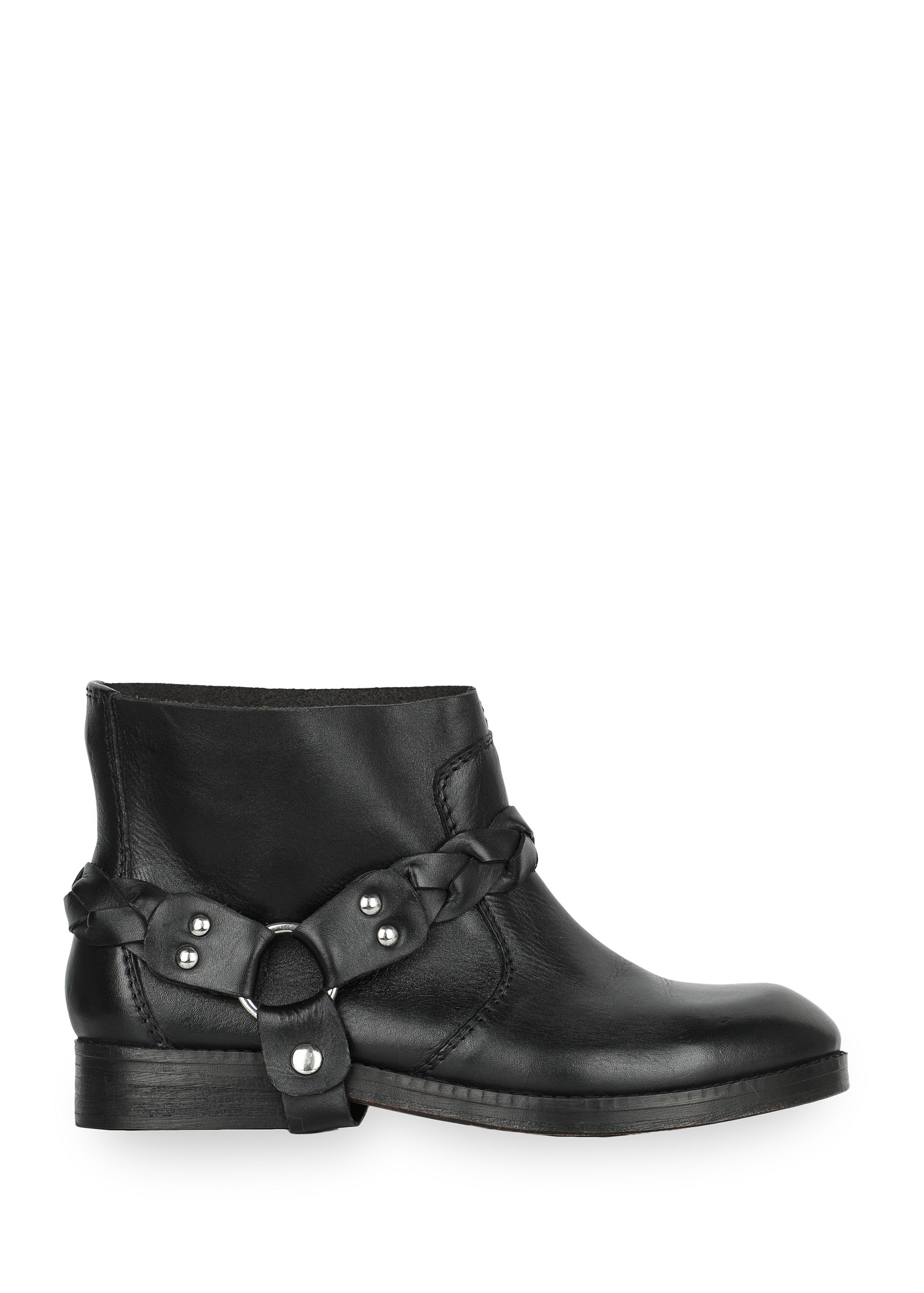 Lyst - Mango Biker Leather Ankle Boot in Black