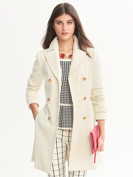 Banana Republic Fit And Flare Wool Coat in White (Cocoon) | Lyst