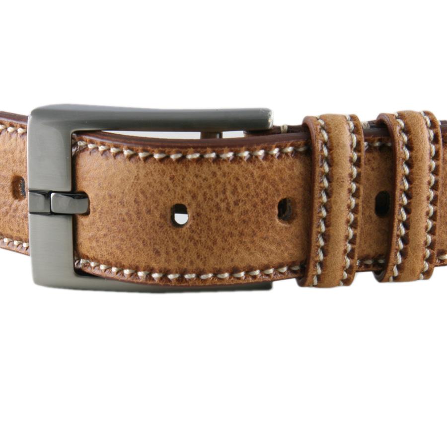Womens Brown Leather Belt Stitching