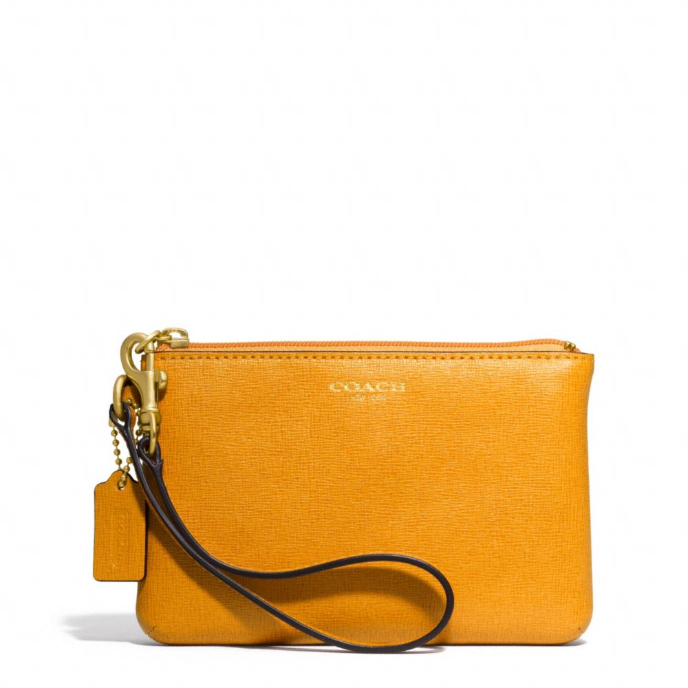 Coach Small Wristlet in Saffiano Leather in Yellow | Lyst