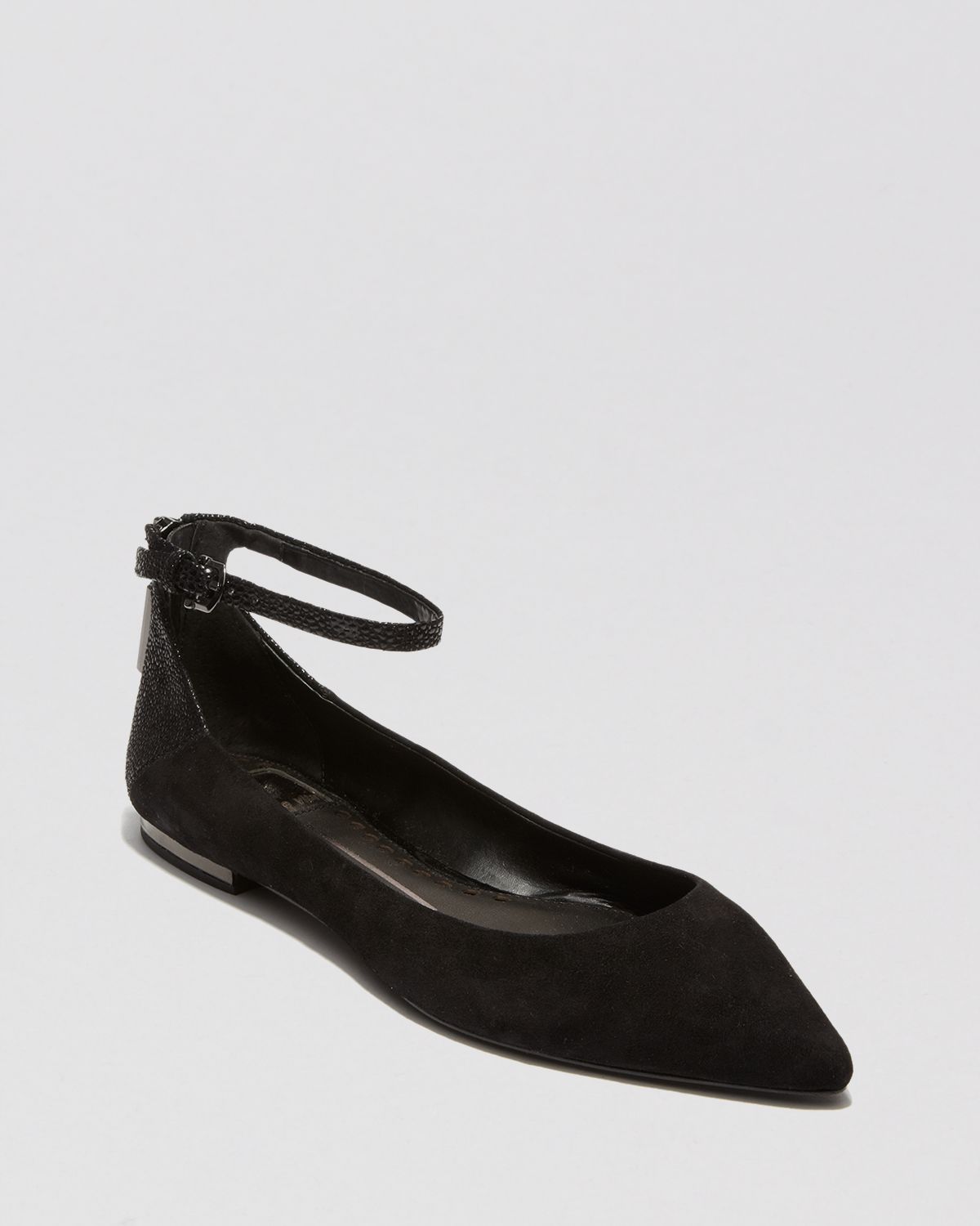 Dolce Vita Pointed Toe Flats Angie Ankle Strap in Black | Lyst
