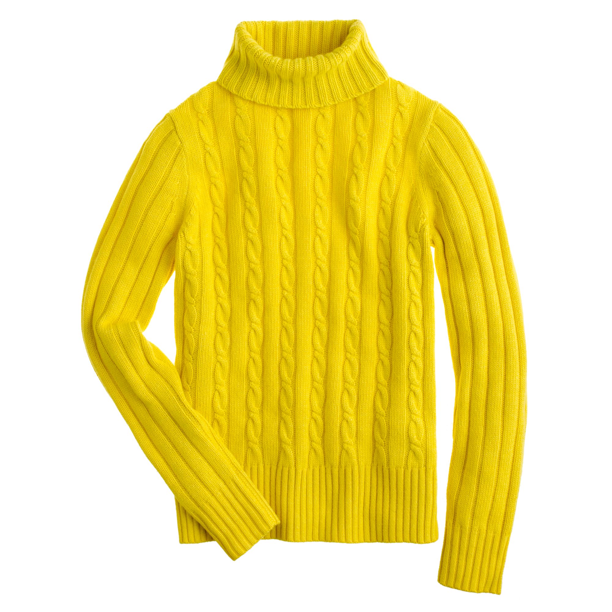 J.crew Preorder Cambridge Cable Chunky Turtleneck Sweater in Yellow | Lyst